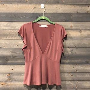 Pink Deep Cut Urban Outfitters Blouse